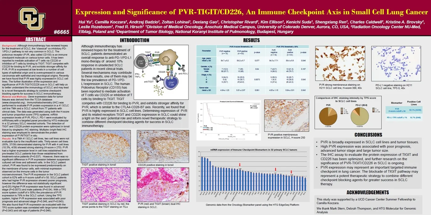 Congress poster: Expression and Significance of PVR-TIGIT/CD226, An Immune Checkpoint Axis in Small Cell Lung Cancer (AACR Annual Meeting 2018)
